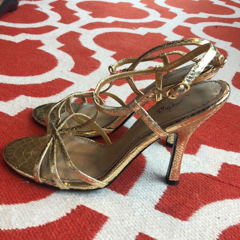 Gold Sandals Heels Size 9